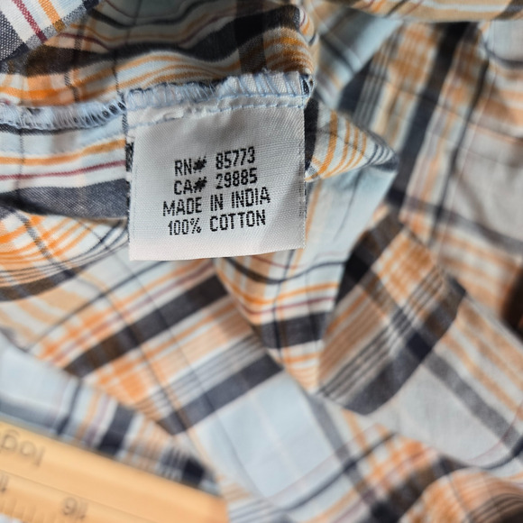 O’Neill Shirt Men’s Large Blue Plaid Snap Button Short Sleeve Collared Casual - Picture 7 of 9